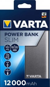 Varta Battery Consumer - Varta Portable Slim Power Bank 12000mah + Micro Usb Lead