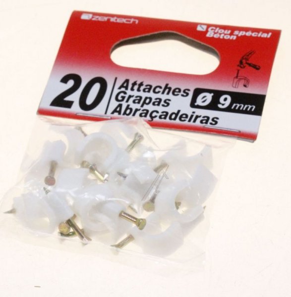 Inotech Bracket - 20 Plastic Cable Clips 9mm White