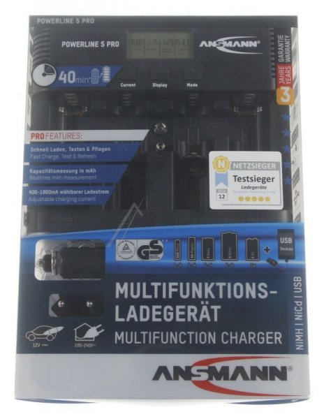 Ansmann Standard Battery Charger - Powerline 5 Pro Ansmann Battery Charger Nimh - Nicd 1-4 Aaa - Aa - C - D 1x 9v Battery - 1001-0018