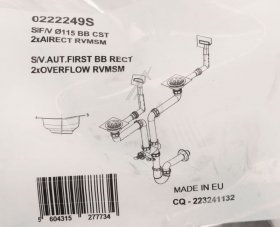 Rodi Siphon - 0222249s Ablaufventil Komplett Handbedienung Fur Spule Mit 2 Becken Und 2 Uberlaufen