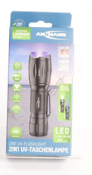 Ansmann Led Flashlight - 1600-0679 Professional Uv And Led Torch Incl 3x Aaa Batteries