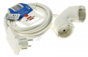 Brennenstuhl Power Supply Cable - 1161820223 Quality Plastic Extension Cable 3m H05vv-f 3g1,5 White With Double Socket + Flat Plug