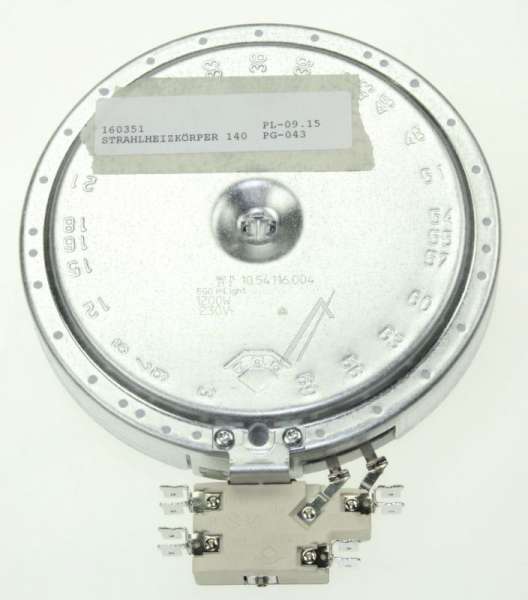 Kuppersbusch Ceramic Heater Element - 10 54116 004 160351 Ceramic Heater Element 145mm 230v