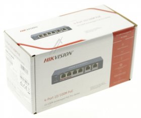 Hikvision Network Switches Till 8 Ports - Hipoe Switch, L2, Unmanaged, 1x 100m Hipoe Port, 3x 100m Poe Port, 1 100m Uplink Port, 802.3af-at, Poe Power Budget 60w
