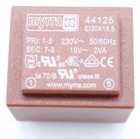 Myrra Ei30 Printtrafos With 1 Output - 18v-111ma Print Trafo 230v Ei30 2,0va 32,6x27,6x26,3mm 111ma