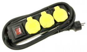 VIVANCO Three-way Plug Adaptor ES3 B20 IP44 OUTDOOR STECKDOSENLEISTE 3FACH MIT SCHALTER, SCHWARZ