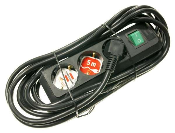 BRENNENSTUHL Three-way Plug Adaptor ECO-LINE THREE-WAY PLUG ADAPTOR + SWITCH, BLACK, 5M