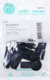 Neutrik Xlr Coupler - 3-polige Winkelkabelbuchse, Schwarz Verchromtes Gehause, Gol