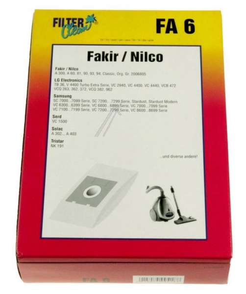 Filterclean Vacuum Cleaner Bags - Fa6 000246-k Paper Dust Bag X5+2 Filters