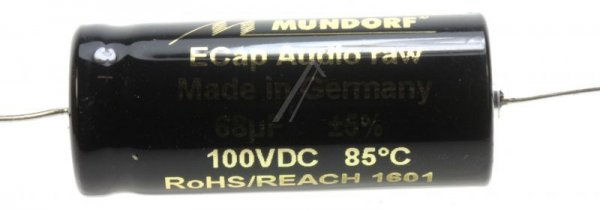 Mundorf 100v Axial Electrolytic 85 Deg - 68uf-100v Audio Elcap Axial 85° 16x39mm Bipolar Raw