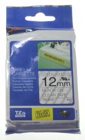 Brother Colour Cartridge - Tzes131 Label Tape Black On Transparent 12mm-8m Laminated Extra Strong Adhesive