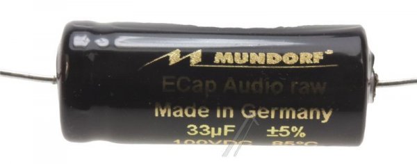 Mundorf 100v Axial Electrolytic 85 Deg - 33uf-100v Audio Elcap Axial 85° 12x30mm Bipolar Raw