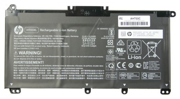 Hewlett Packard Laptop Battery - Ht03xl L11119-855 Battery 3cell 41w 3 42ah Liion