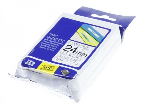 Brother Colour Cartridge - Tze151 Label Tape Black On Transparent 24mm-8m Laminated Brother
