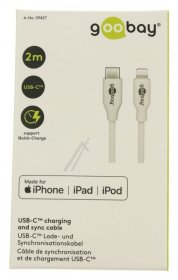 Goobay Data Cable Gsm - Lightning Usb-c Usb-c Charge And Sync Lead 2m White Goobay Data Cable Gsm - Lightning Usb-c Usb-c Charge And Sync Lead 2m White