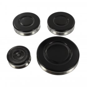 Universal Short Internal Boss Type Gas Hob Top Burner Crown & Flame Cap Lid Kit (Pack of 4)