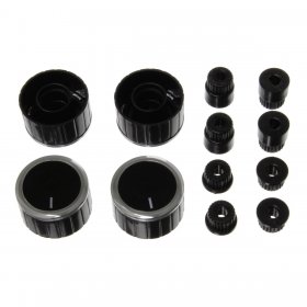 Universal Black/Stainless Steel Oven Knob Kit with Two Adapters (Pack of 4)