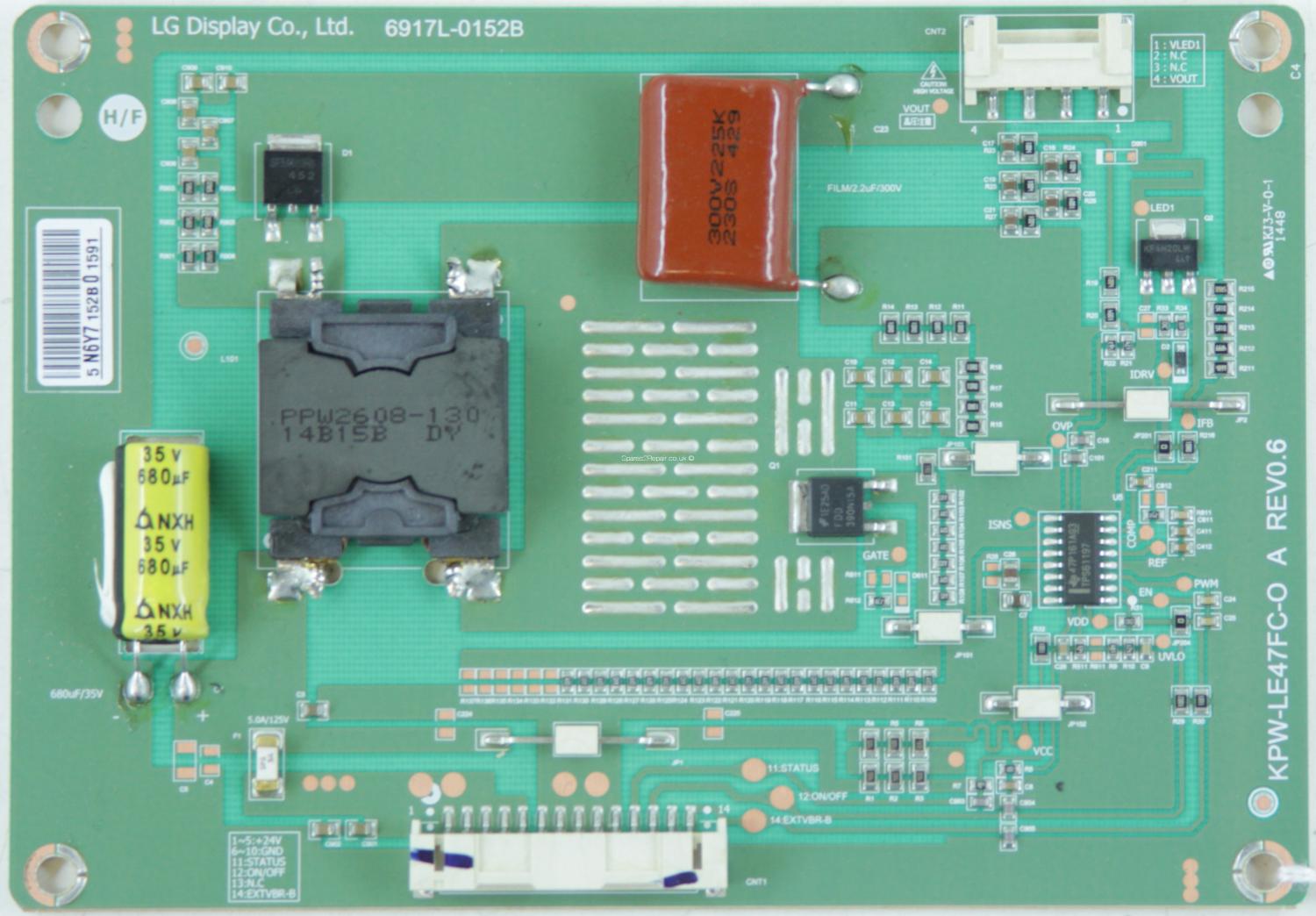 The database Flock Premier Philips 47PFT6309/12 - LED Driver Board - 6917L-0152B - KPW-LE47FC-O A -  REV0.6 - £19.20 : Spares2Repair
