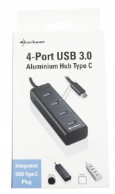 Sharkoon Hub-usb - 4-port Usb 3.0 Aluminium Hub Type C, Schwarz Sharkoon Hub-usb - 4-port Usb 3.0 Aluminium Hub Type C, Schwarz