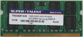Super Talent 1Gb PC2-4200S DDR2-533 Laptop Memory Super Talent 1Gb PC2-4200S DDR2-533 Laptop Memory