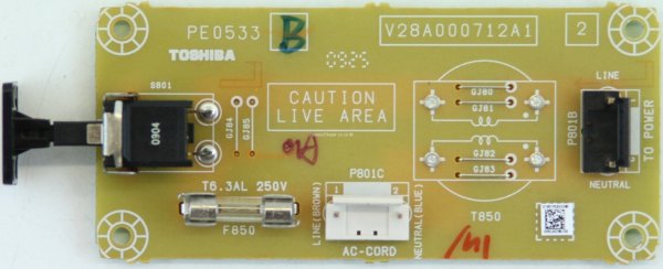 Toshiba 32AV635D - Power Button - PE0533 B - V28A000712A1